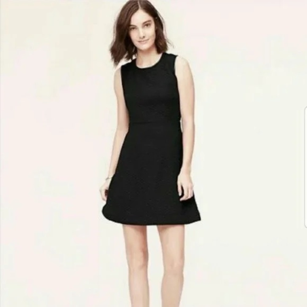 LOFT Black Sleeveless Fit-and-Flare Mini Dress